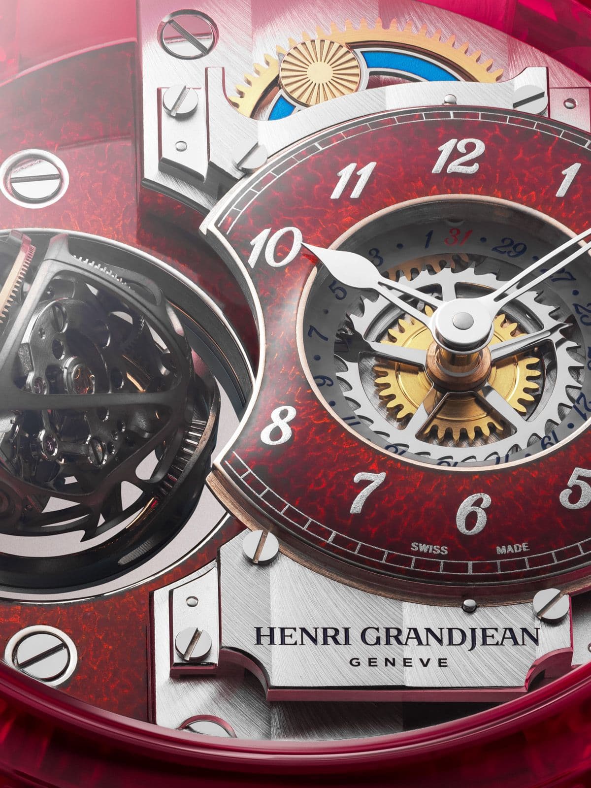 Henri Grandjean the Magician Atrivm Red dial detail