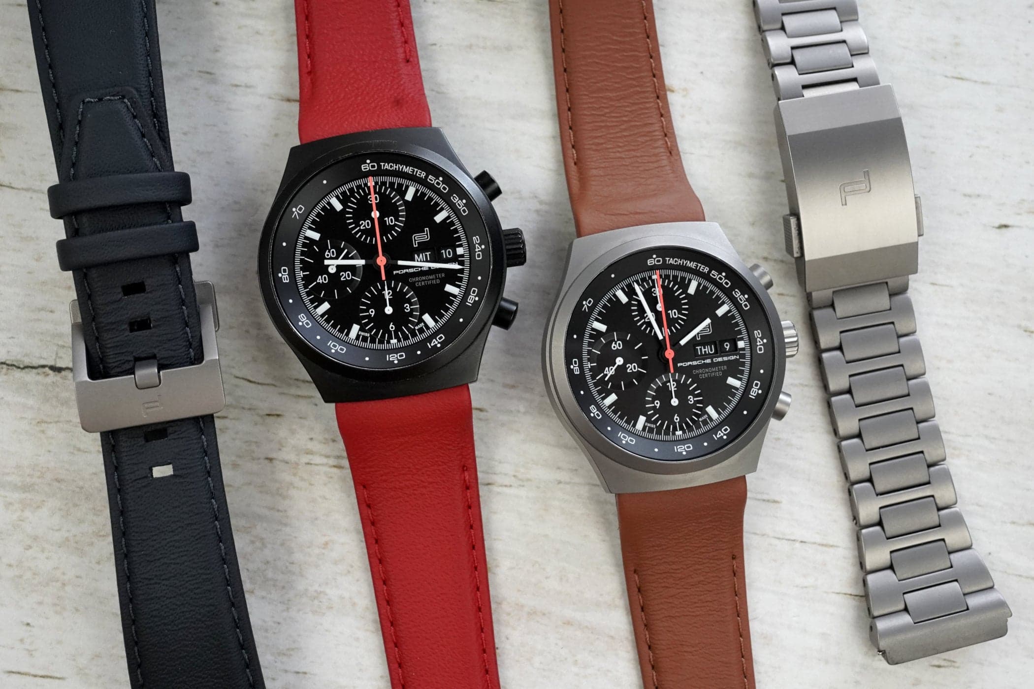Porsche Design Chronograph 1 All-Titanium Introduces Leather Straps