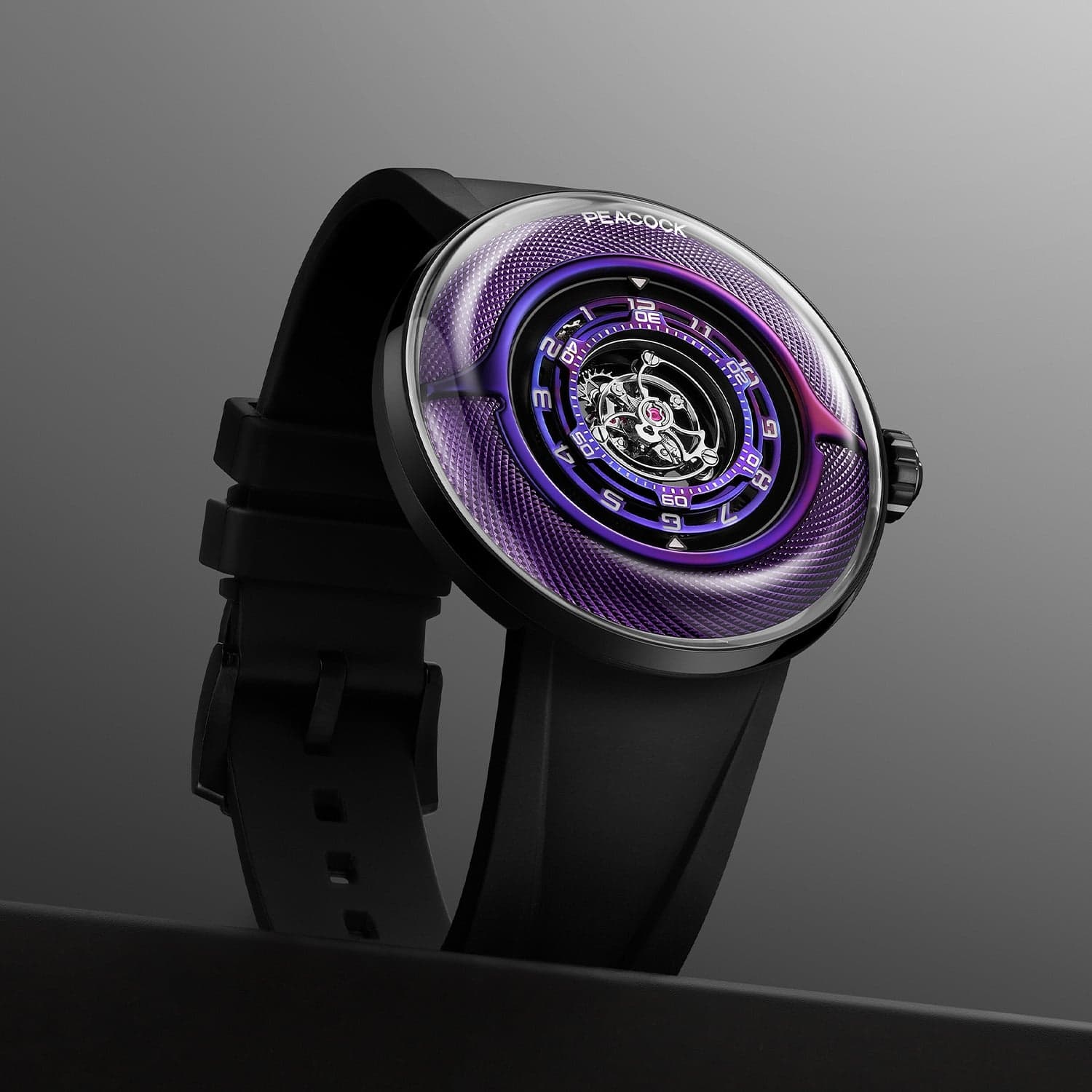 Introducing: The Peacock Black Hole III Curved Guilloche Central Tourbillon